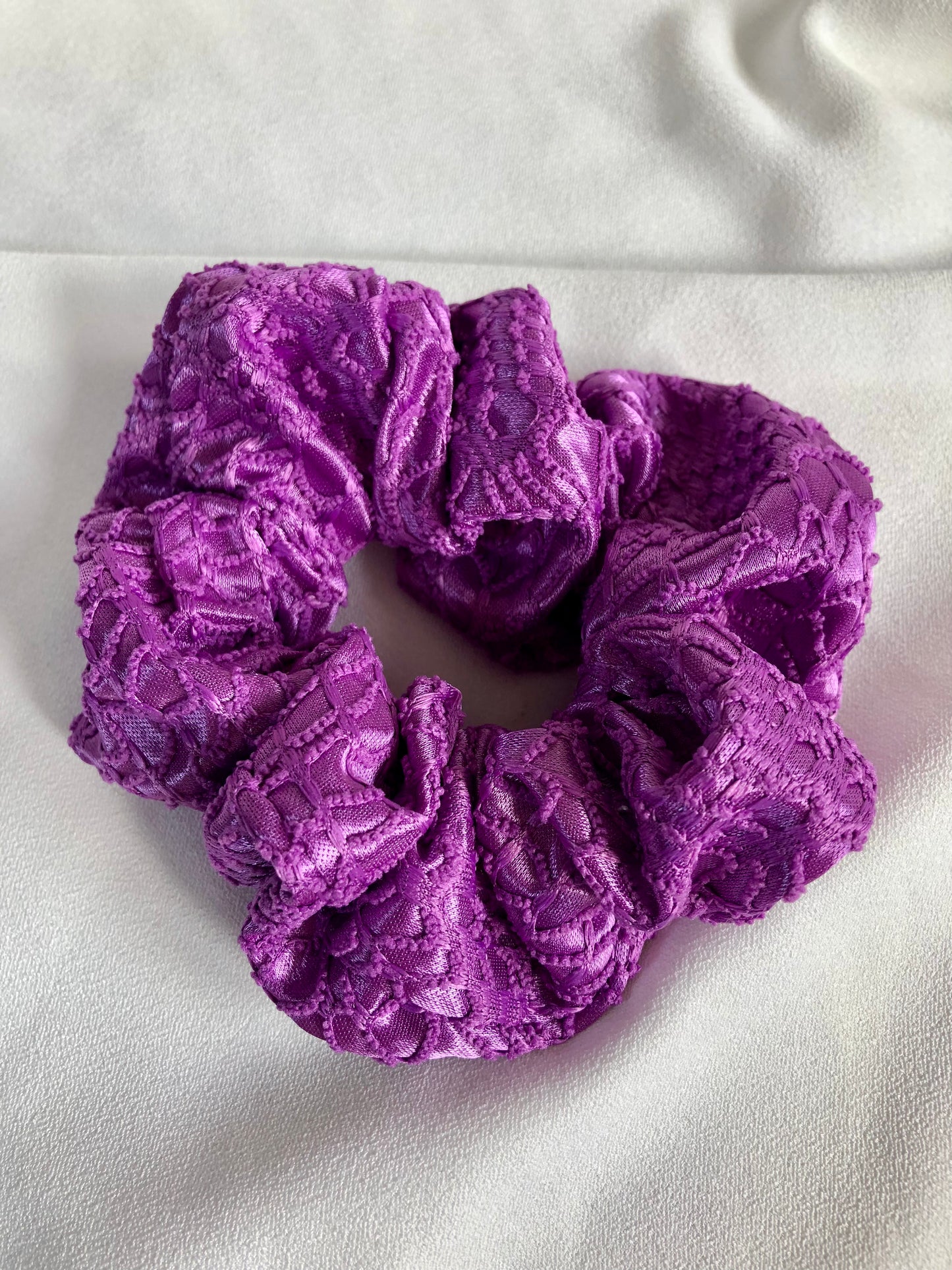 Purple Textured Lace Hair Scrunchie - choose size