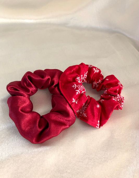 Red Snowflake - hair scrunchie set - Ssf