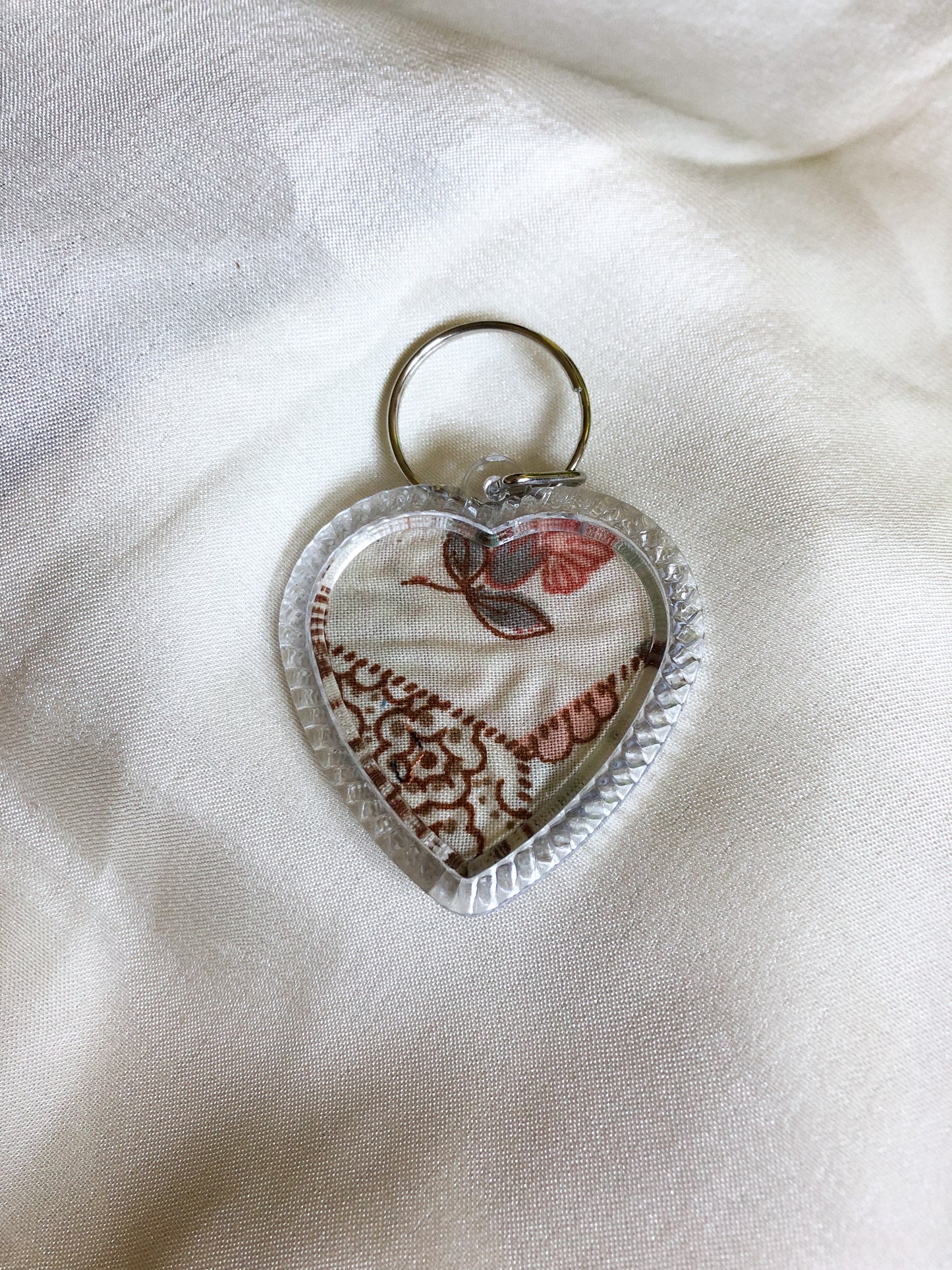 Heart Shaped Keyring - Rose Neutral - Upcycled - Duo Design