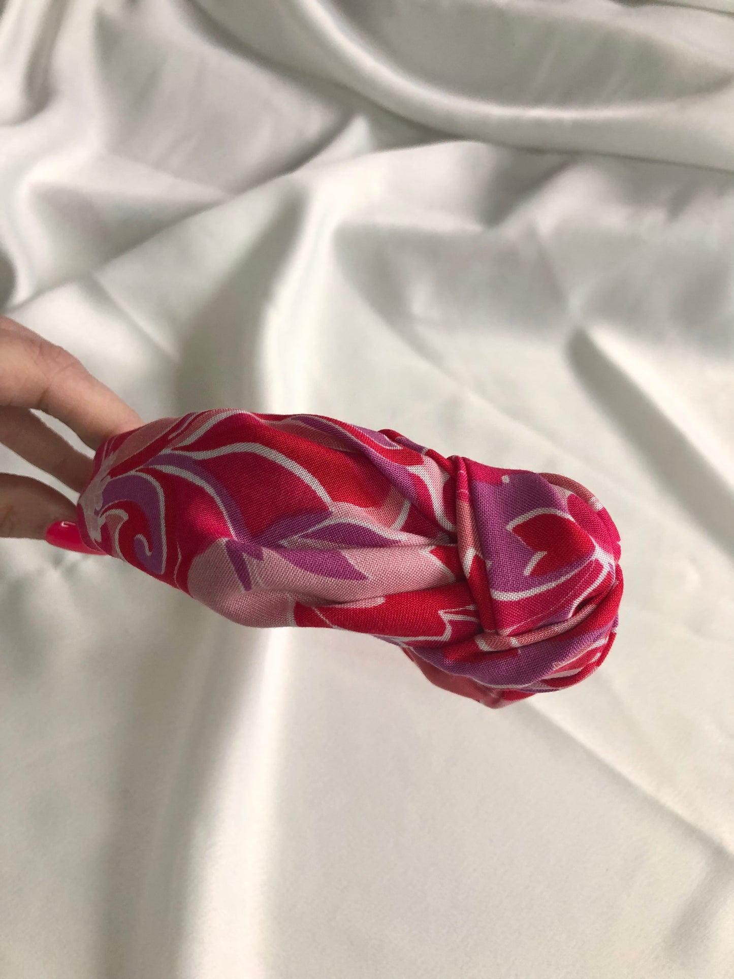 Josie pink & red swirl Hair Band - deadstock