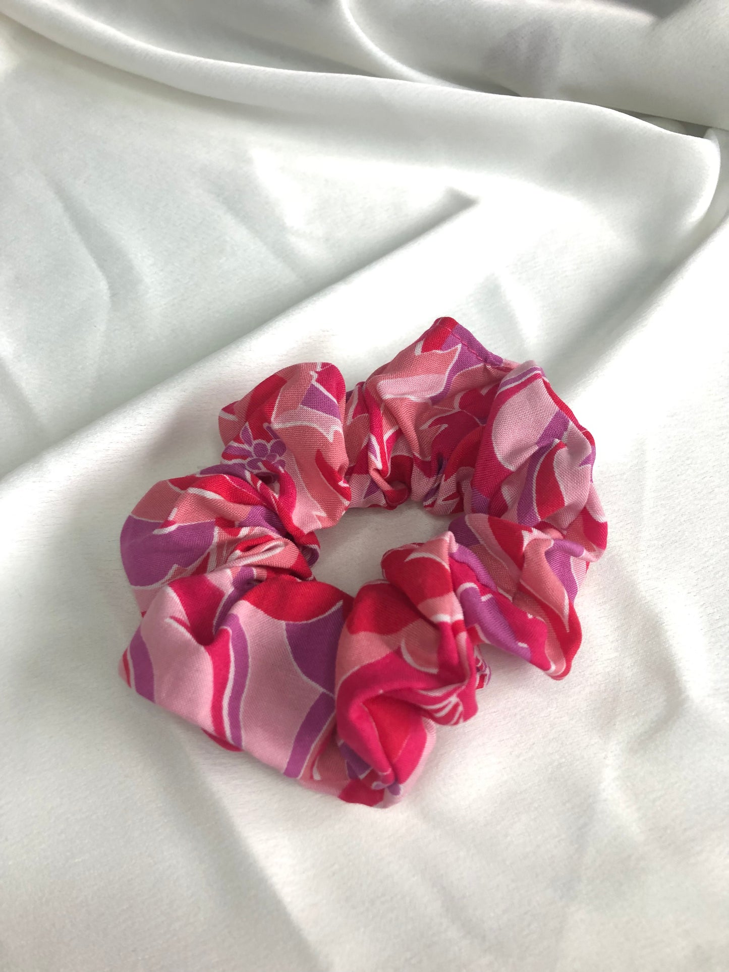 Josie pink & red print scrunchie - choose size
