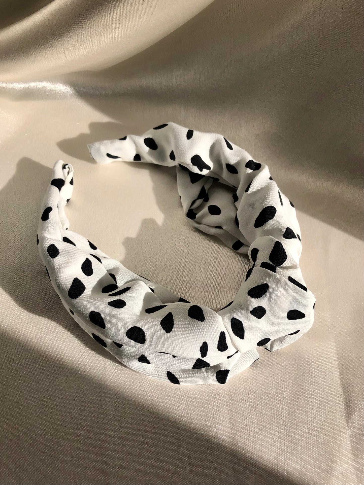 White with Black Spot Hair Band - choose style