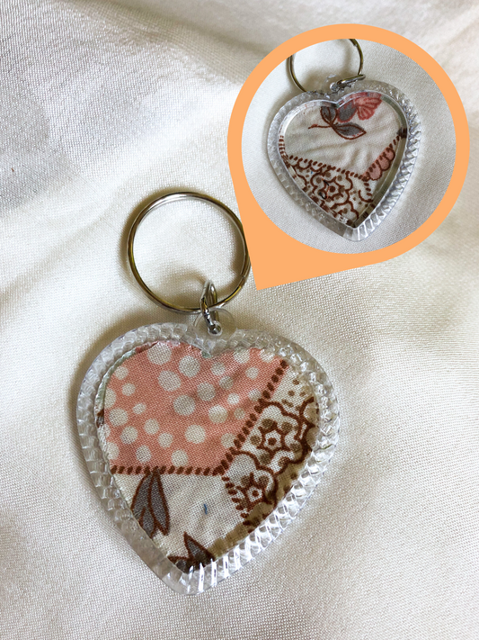 Heart Shaped Keyring - Rose Neutral - Upcycled - Duo Design
