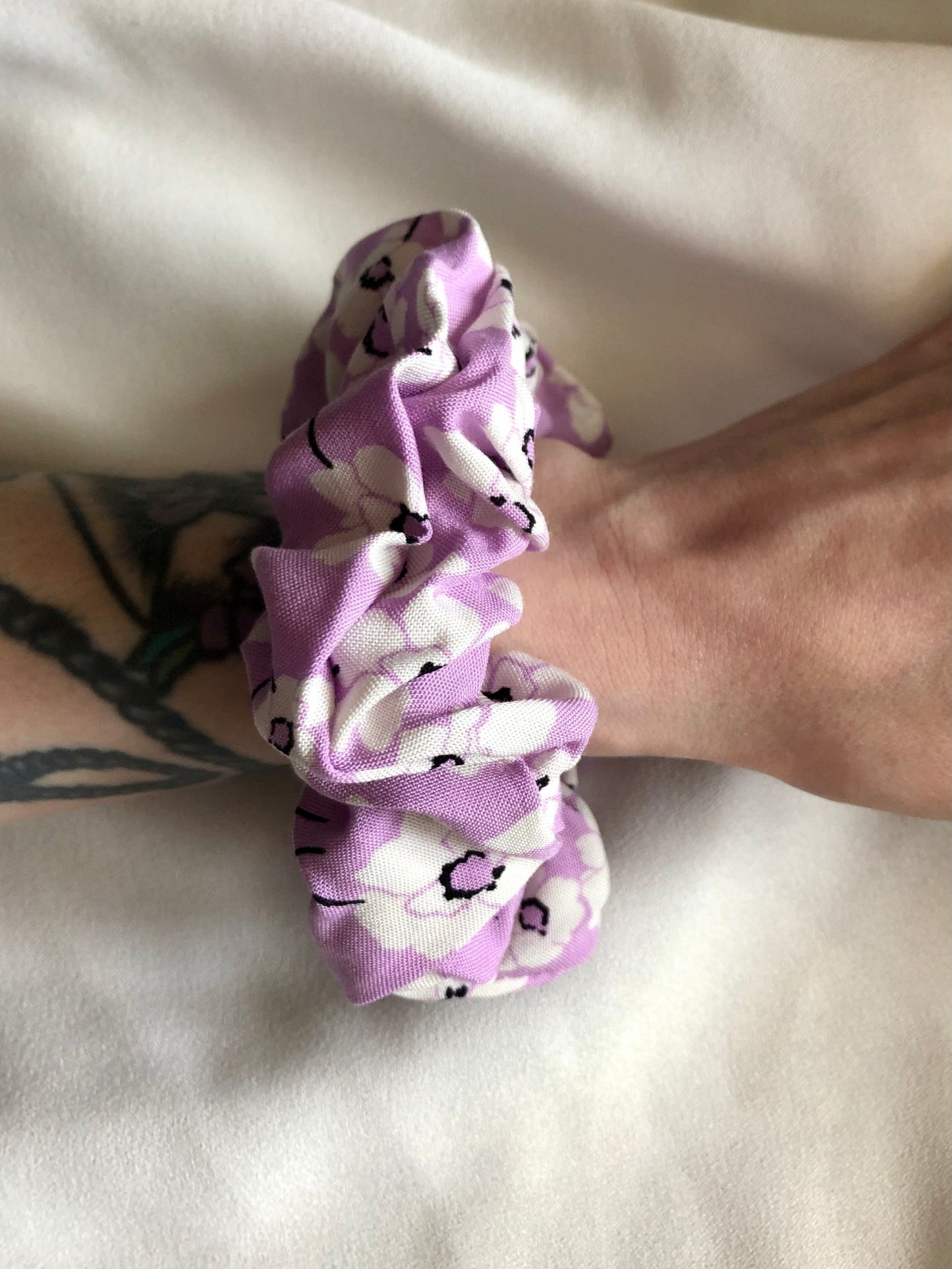 Lilac floral print scrunchie - choose size